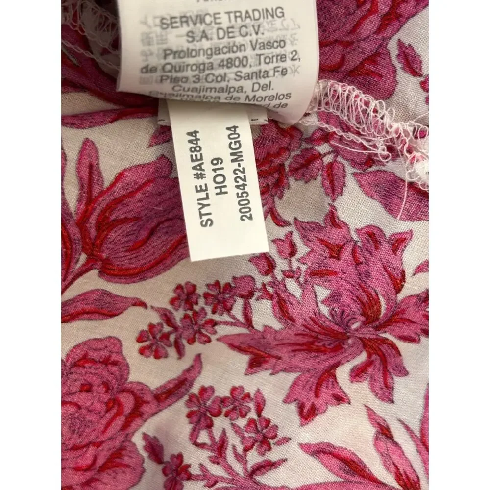 J Crew Liberty Fabric Blouse Top Womens Pink Sambourne Floral Ruffle Sleeve SM